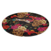 スカル花デイデッド背景 カッティングボード (角)