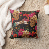 スカル花デイデッド背景 クッション (ブランケット)