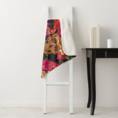 スカル花デイデッド背景 シェルパブランケット (インサイチュ)