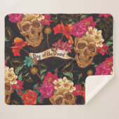 スカル花デイデッド背景 シェルパブランケット (正面(横))