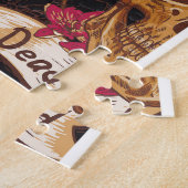 スカル花デイデッド背景 ジグソーパズル (側面)