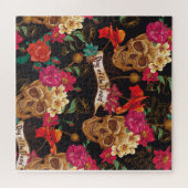 スカル花デイデッド背景 ジグソーパズル (横)