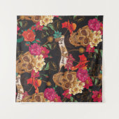 スカル花デイデッド背景 タペストリー (正面(横))