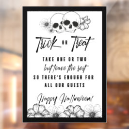 スカル花ハロウィーントリックまたは治療 ウィンドウサイン