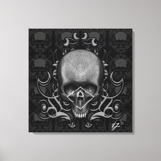 スカル花柄 キャンバスプリント (正面)