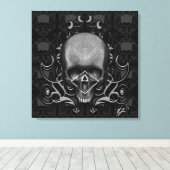 スカル花柄 キャンバスプリント (インサイチュ (ウッドフロア))