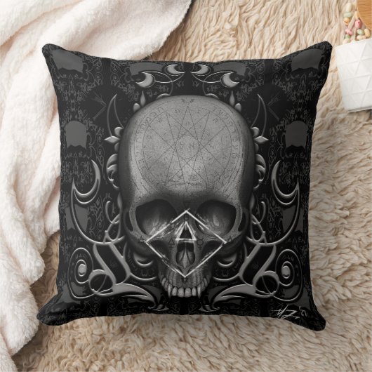 スカル花柄 クッション (ブランケット)