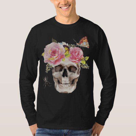 スカル花蝶スパイダーハロウィンギフト Tシャツ (正面)