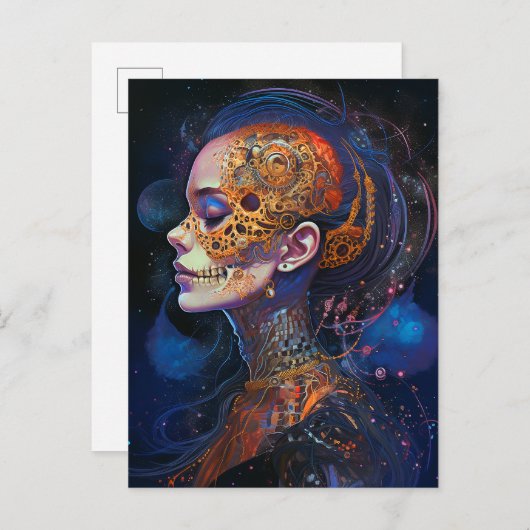 スカル華美ウーマンシュールアルアート ポストカード (正面/裏面)