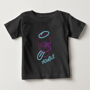 スカル落書き – ピンク、紫、青、黒 ベビーTシャツ
