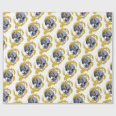 スカル葉金ゴールドパターンV2 ラッピングペーパー (フラット)