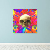 スカル蝶の色 キャンバスプリント (インサイチュ (ウッドフロア))