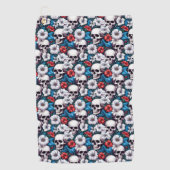 スカル赤と白花 ゴルフタオル (正面)