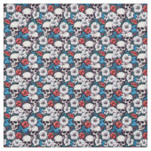 スカル赤と白花 ファブリック (見本)