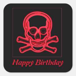スカル赤と黒の色，デジタルアート スクエアシール