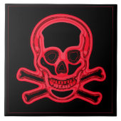スカル赤と黒の色，デジタルアート タイル (正面)