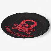 スカル赤と黒の色，デジタルアート ペーパープレート (アングル)