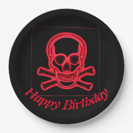 スカル赤と黒の色，デジタルアート ペーパープレート