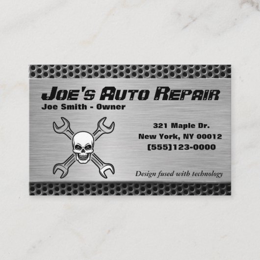 スカル車自動整備士補修モーターサービス 名刺 (正面)