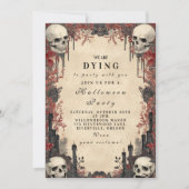 スカル間バラ幽霊のよく出るお祝い 招待状 (正面)