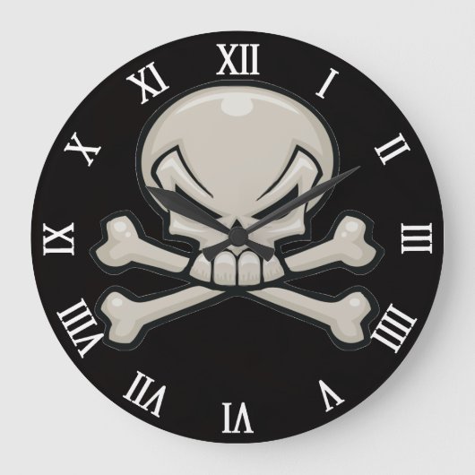 スカル頭（十字骨） ラージ壁時計 (正面)