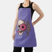 スカル顔とドーナッツダークユーモア甘いと酸っぱい エプロン (インサイチュ)