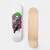 スカル顔の緑の髪の兵士 スケートボード (正面)