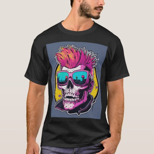 スカル顔グラフィックTシャツ Tシャツ (正面)