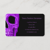 スカル顔ゴシックネオンパープルブラックタトゥーショップ コーリングカード (裏面)