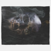 スカル顔 フリースブランケット (正面(横))