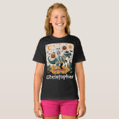 スカル騎乗ダイノ – ミイラに包まれたT-Rexのスケルトン Tシャツ (正面フル)