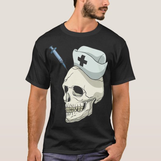 スカル骨格ナース注入 Tシャツ (正面)
