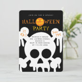 スカル おばけ ハロウィン キッズパーティー 招待状 (スタンド正面)