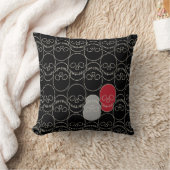 スカル-こうもりブラックとボーンホワイト クッション (ブランケット)