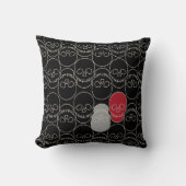 スカル-こうもりブラックとボーンホワイト クッション (正面)