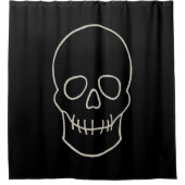 スカル-こうもりブラックとボーンホワイト シャワーカーテン (正面)
