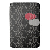 スカル-こうもりブラックとボーンホワイト バスマット (正面縦)