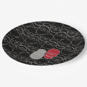スカル-こうもりブラックとボーンホワイト ペーパープレート (アングル)
