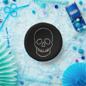 スカル-こうもりブラックとボーンホワイト ペーパーボウル (パーティー)