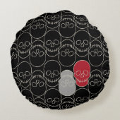 スカル-こうもりブラックとボーンホワイト ラウンドクッション (裏面)