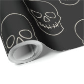 スカル-こうもりブラックとボーンホワイト ラッピングペーパー (ロールコーナー)