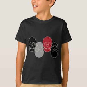 スカル-こうもりブラックとボーンホワイト Tシャツ