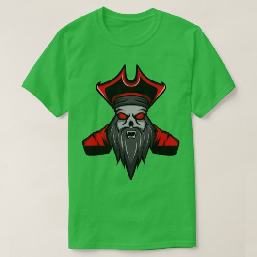 スカル(ひげ海賊版) Tシャツ (デザイン正面)
