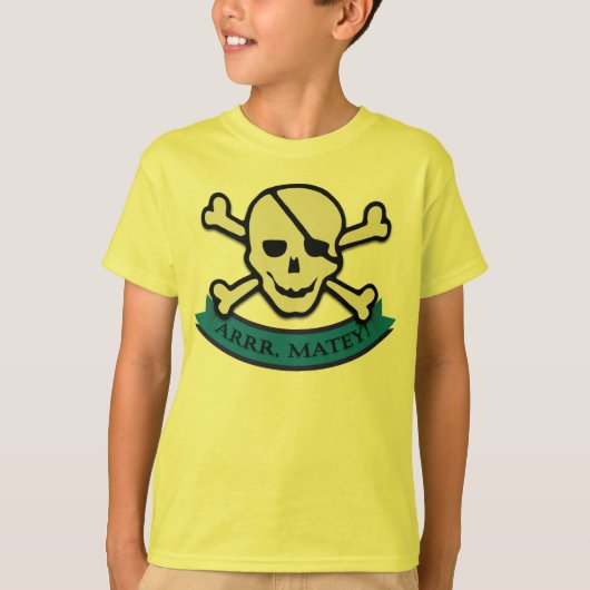 スカル – イエローキッズベーシックHanes Tagless Tシャツ (正面)