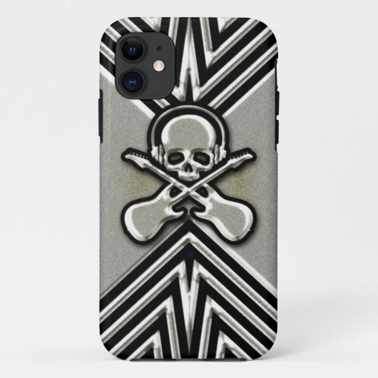 スカル、ギターおよびヘッドホーン Case-Mate iPhoneケース (裏面)