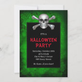 スカル&クロスボーングリーングランジハローウィンパーティ 招待状 (正面)