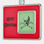 スカル&クロスボーンズジョリーロジャー シルバープレートフレームオーナメント (左)