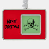 スカル&クロスボーンズジョリーロジャー シルバープレートフレームオーナメント (正面)