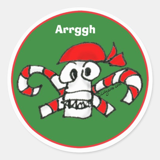 スカル&クロスボーンズパイレーツグリーン封筒用シール ラウンドシール (正面)