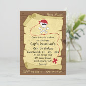 スカル&クロスボーンズ海賊トレジャーマップ誕生日 招待状 (スタンド正面)